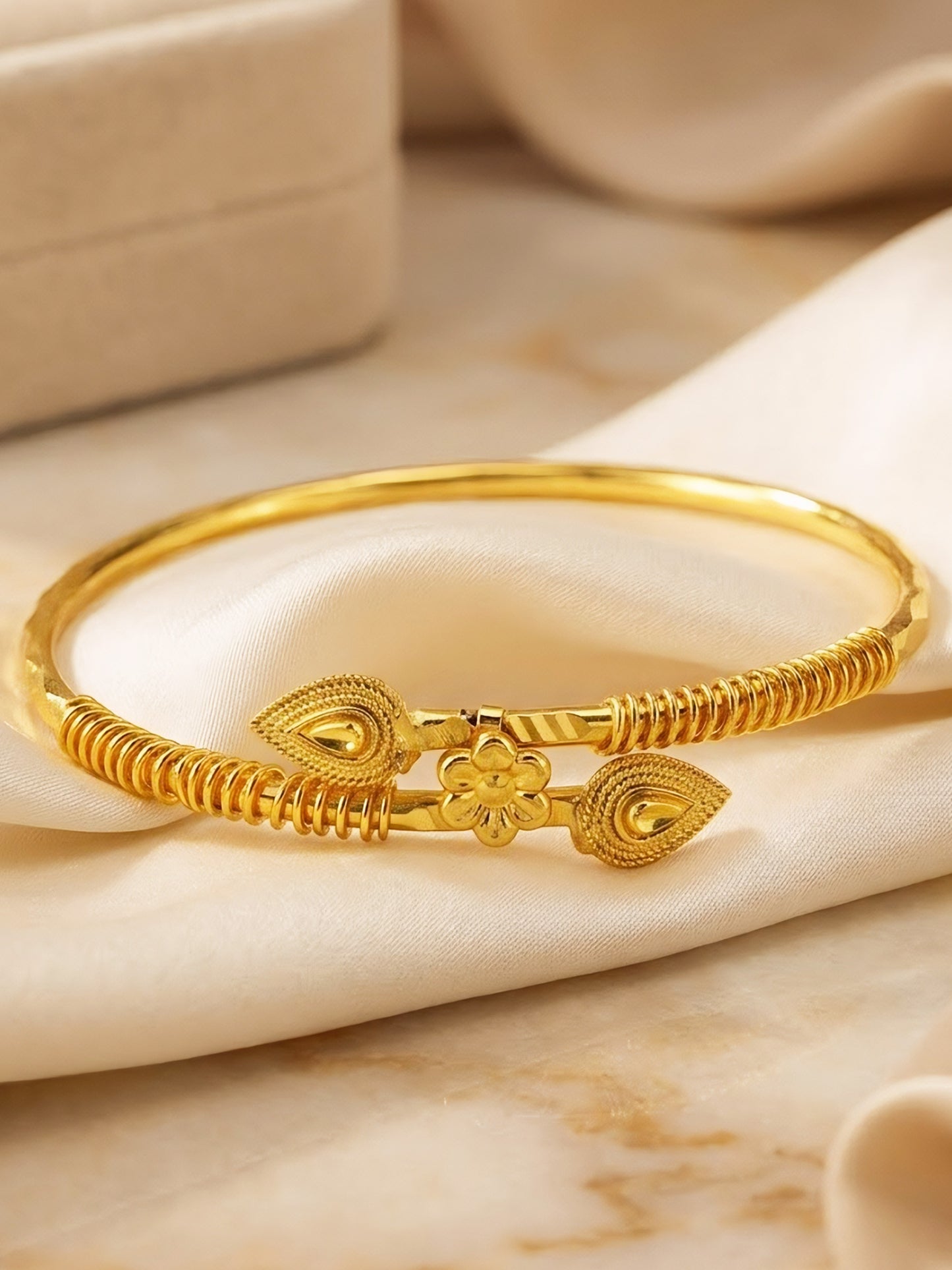 Gold Plated Adjustable Temple Bangle Bracelet for Women