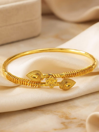 Gold Plated Adjustable Temple Bangle Bracelet for Women