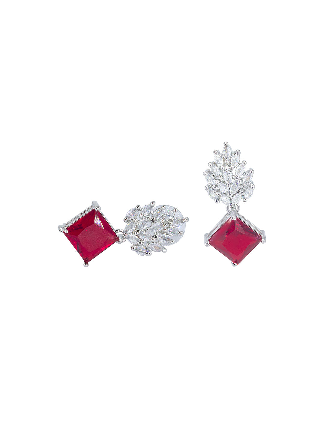 Red American Diamond Drop Earrings
