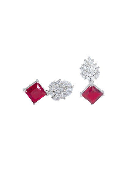 Red American Diamond Drop Earrings