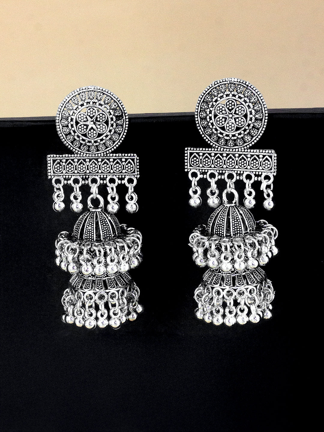 Floral Double Layered Jhumka Earrings
