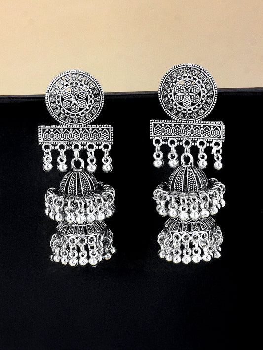 Floral Double Layered Jhumka Earrings
