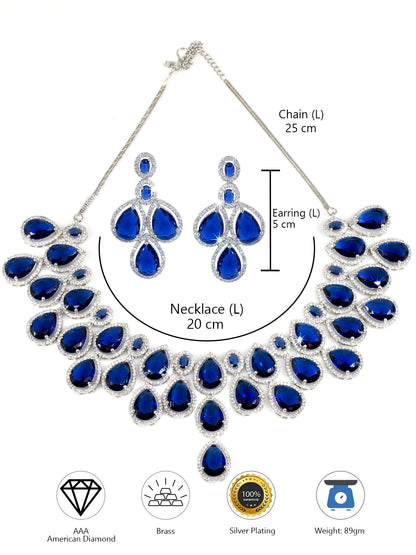 Blue AD Stone Studded Bridal Jewellery Set