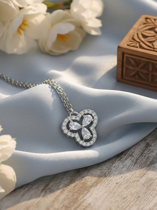 Silver Plated Floral AD Maang Tikka for Women