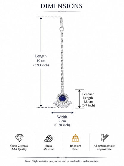 Silver Plated Purple AD Maang Tikka for Women