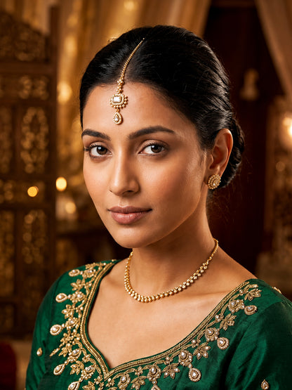 Gold Plated AD Maang Tikka for Women