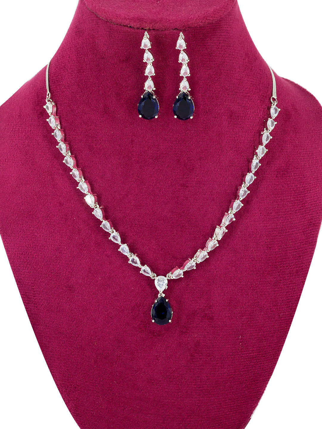 Blue Teardrop AD Jewellery Set