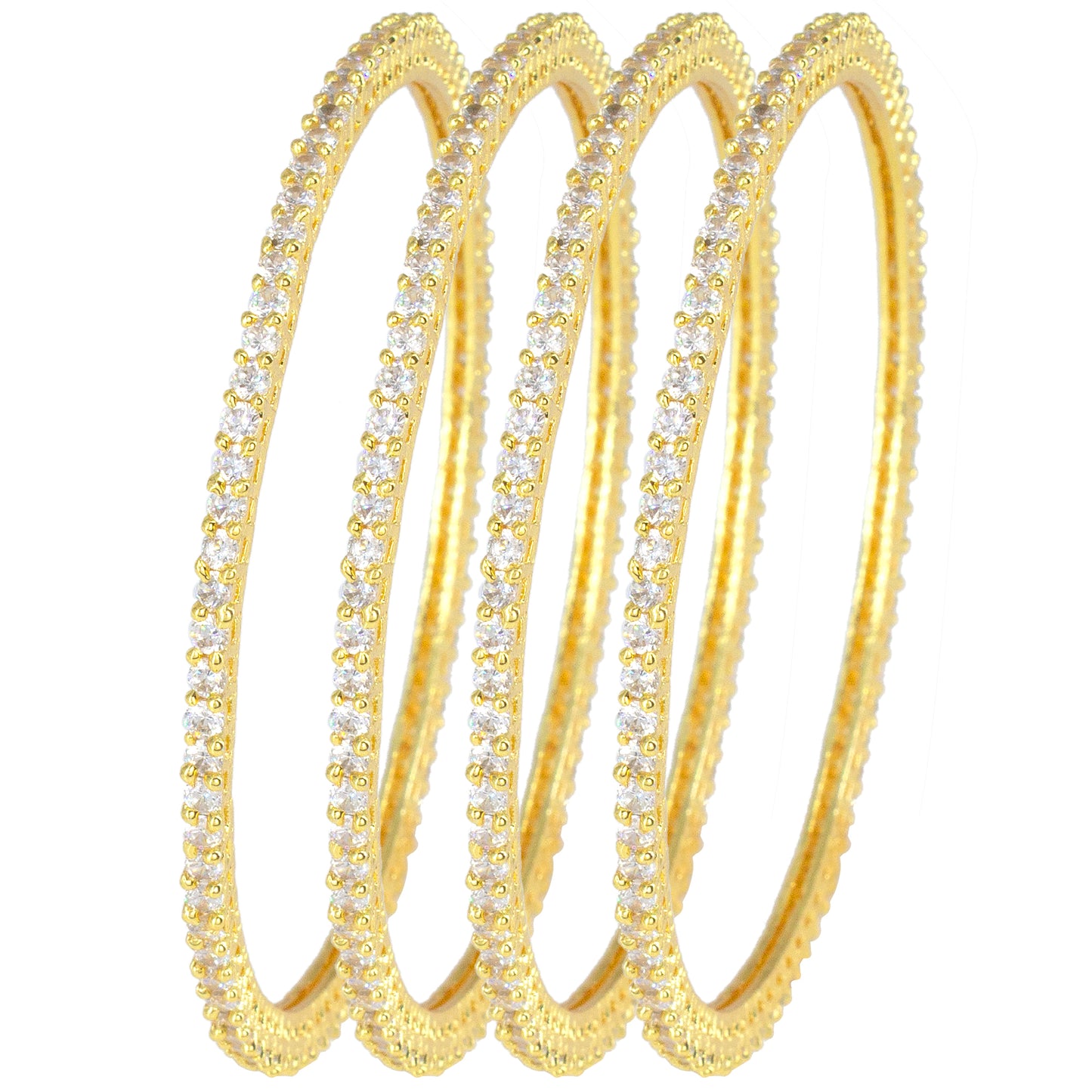 Gold Plated AD Studded Set of 4 Bangles For Women