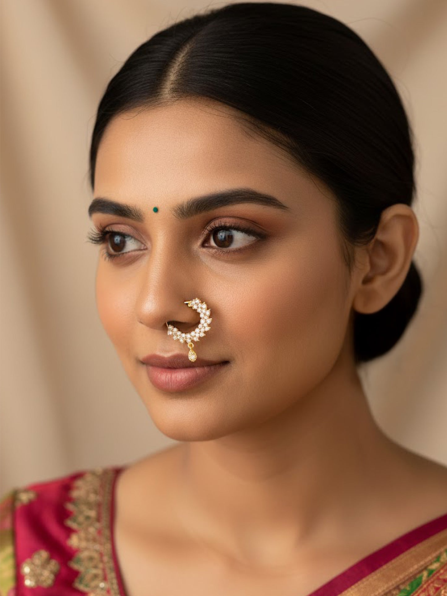 Gold Plated AD Nose Ring for Women