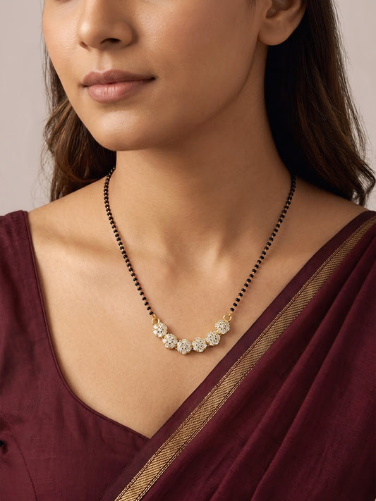 Gold Plated AD Floral Magalsutra for women