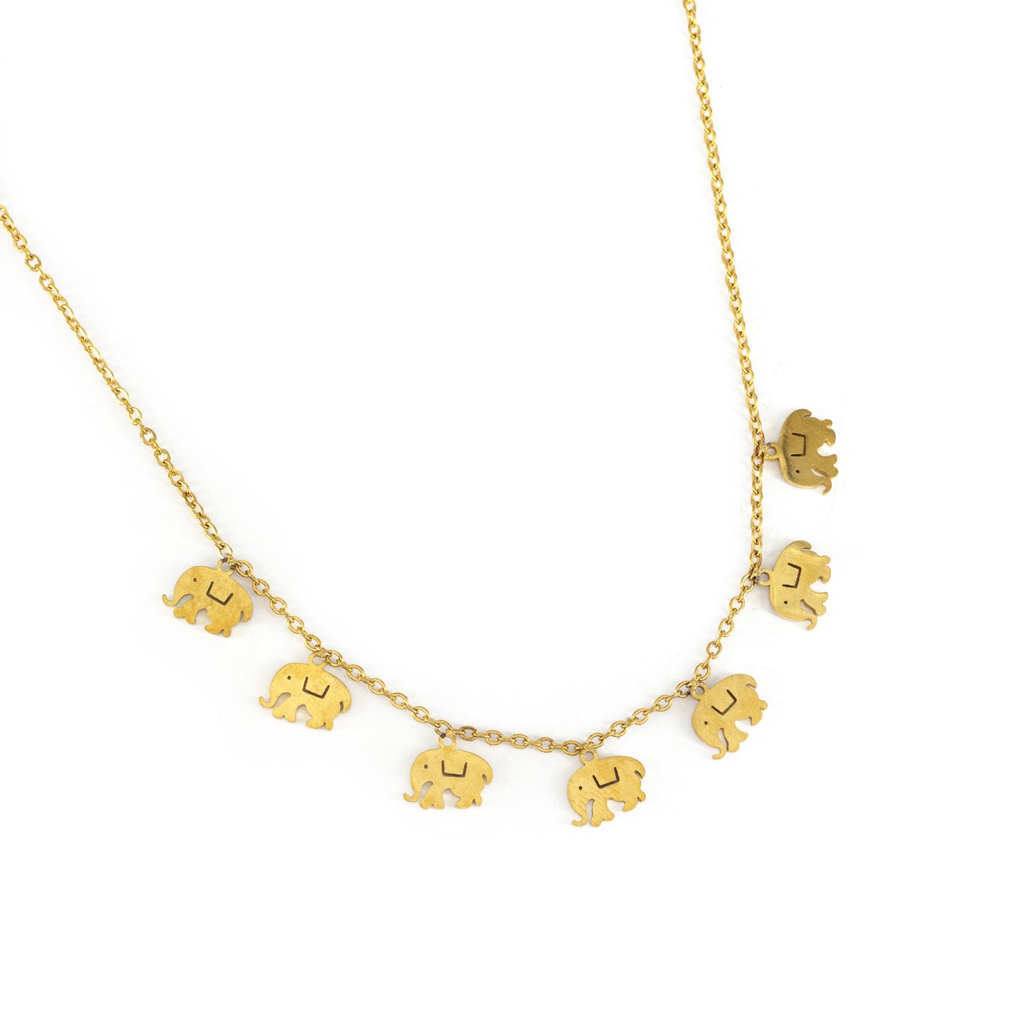Gold Plated Elephant Charm Chain Necklace for Women