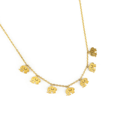 Gold Plated Elephant Charm Chain Necklace for Women