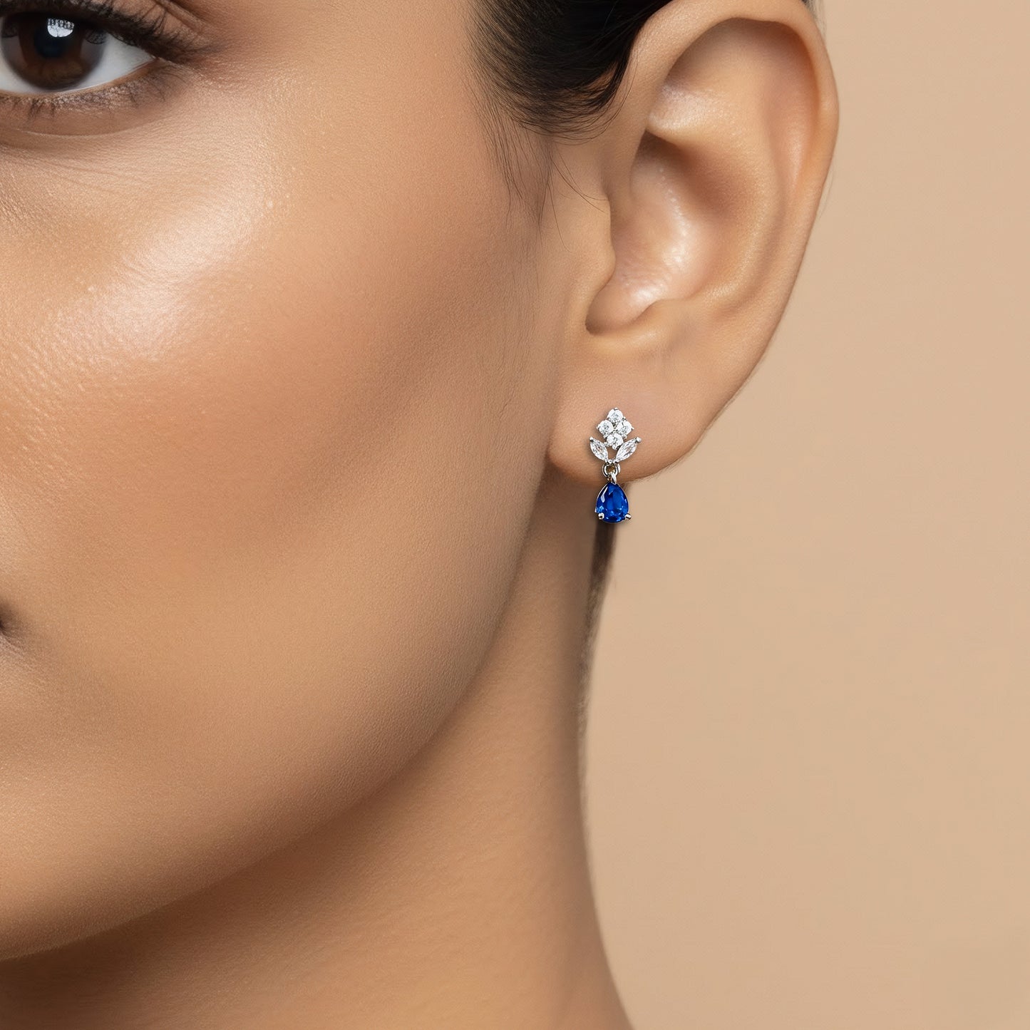 Silver Plated Blue Drop Earrings for Women