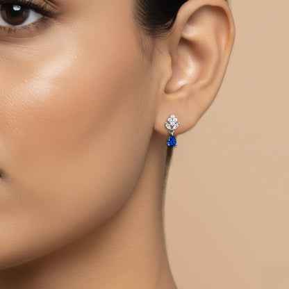 Silver Plated Blue Drop Earrings for Women