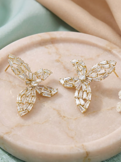 Gold Plated Cubic Zirconia Butterfly Earrings for Women