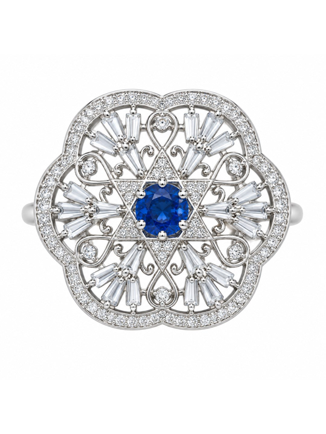 Silver Plated Blue AD Finger Ring for Women