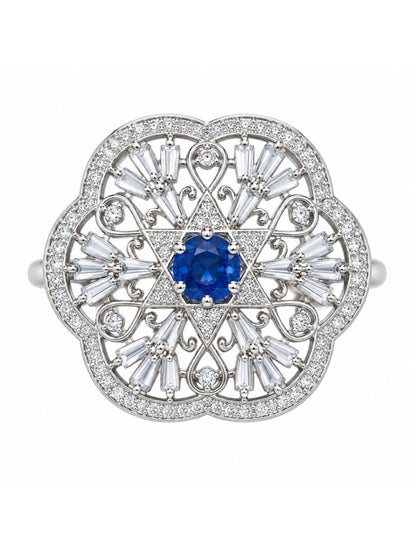 Silver Plated Blue AD Finger Ring for Women