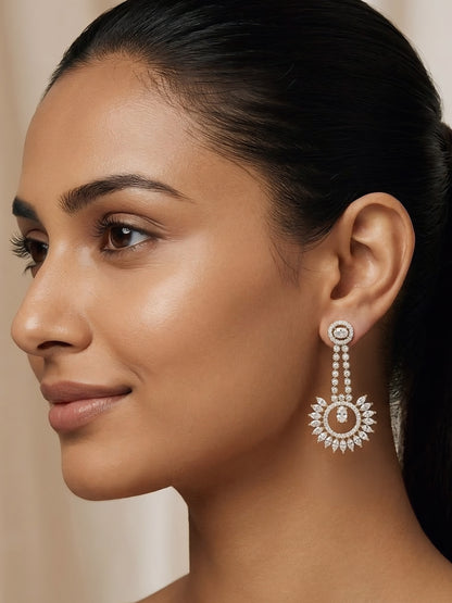 Gold Plated American Diamond Earrings for Women