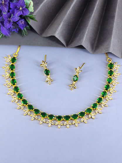 Gold Plated Green AD Choker Set for Women