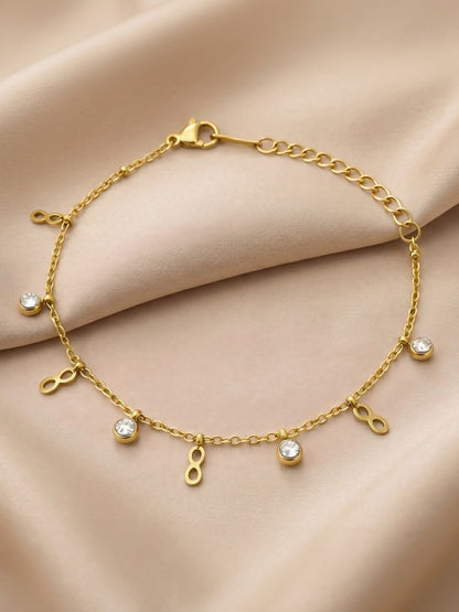 Gold Plated AD Chain Bracelet for Women