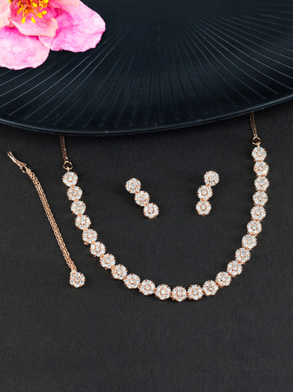 Rose Gold Plated Floral Jewellery Set for Women