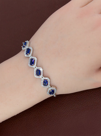 Silver Plated Blue AD Wraparound Sleek Bracelet