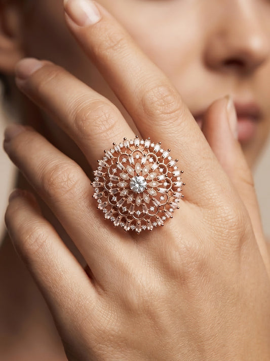 Rose Gold Plated AD Ring for Women