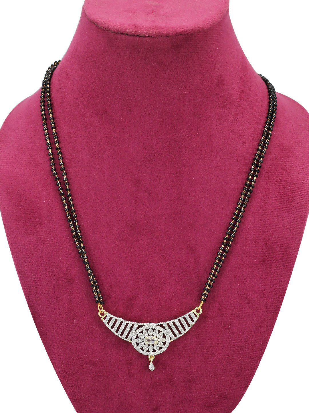 American Diamond & Black Beaded Mangalsutra