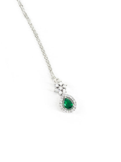 Rhodium Plated Green AD Maang Tikka for Women