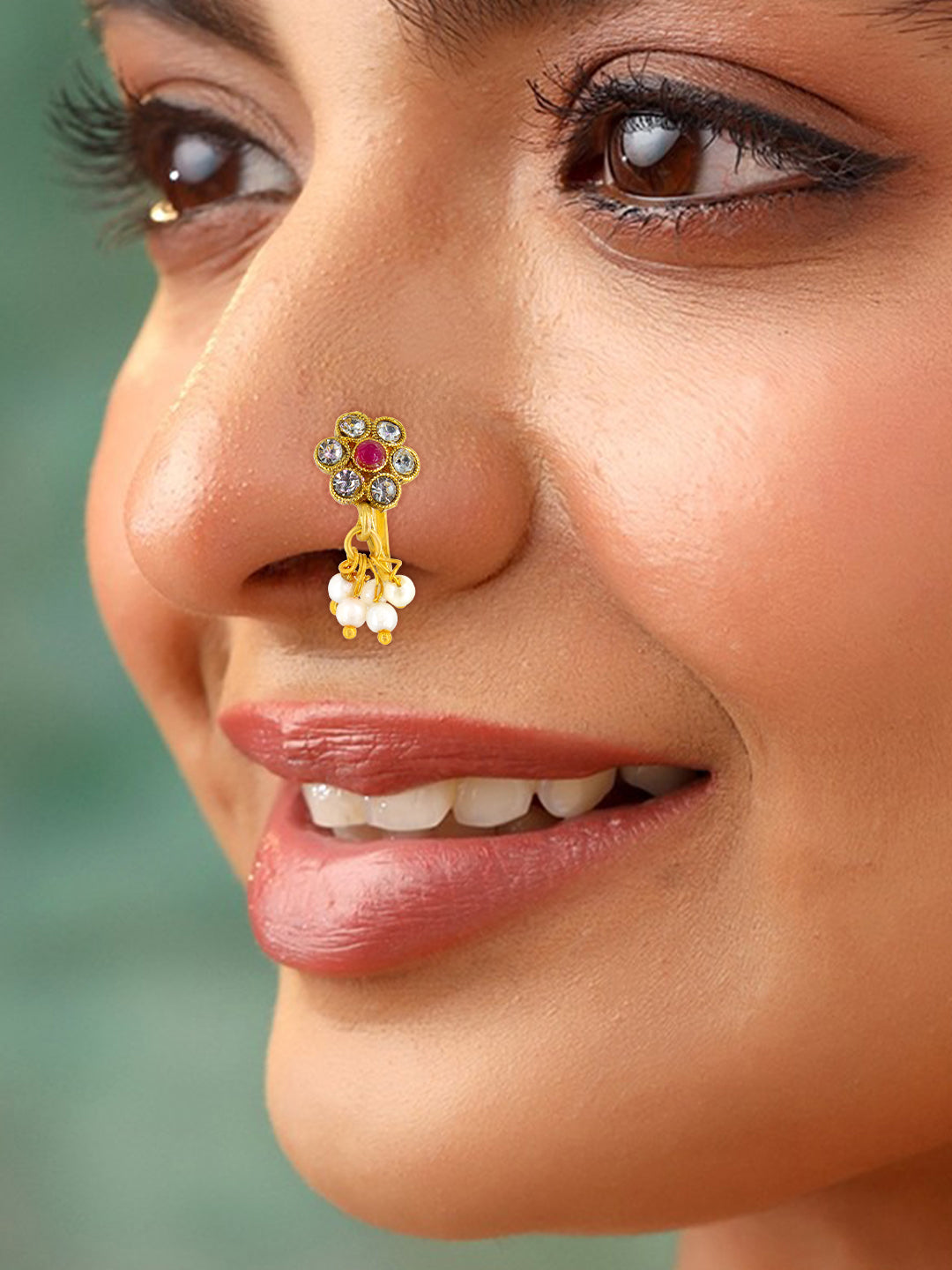 Set of 2 Gold-Plated Traditional Press On Nosepin For Women