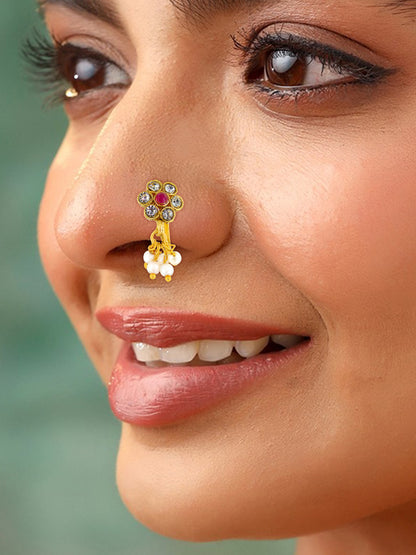 Set of 2 Gold-Plated Traditional Press On Nosepin For Women
