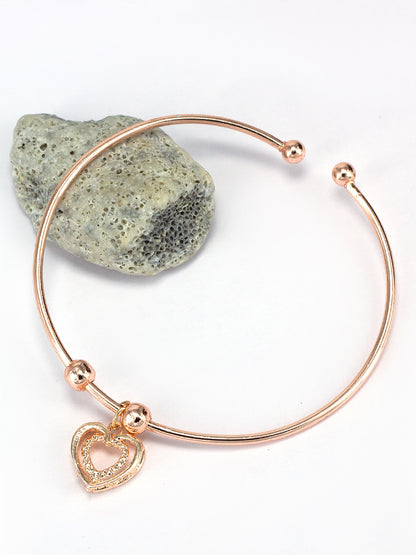 Pack of 2 Silver & Rose Gold Plated Heart & Evil Eye Bracelets Gift For Girls