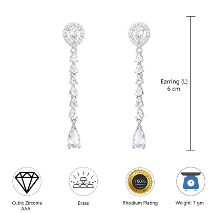 Silver Plated AD Drop Earrings for Women