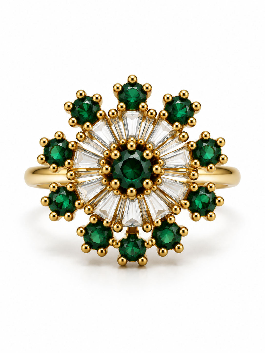 22K Gold Plated Green AD Finger Ring for Women