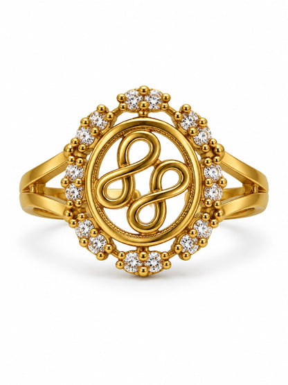 22K Gold Plated AD Finger Ring for Women