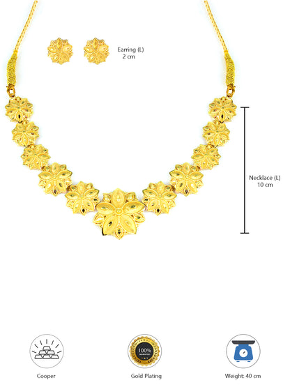 Gold-Plated Floral Design Jewellery Set