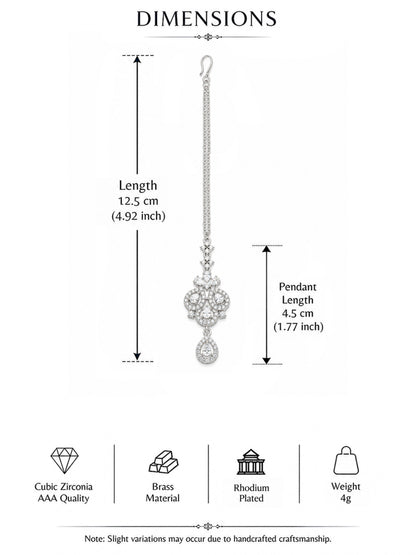 Silver Plated AD Maang Tikka for Women