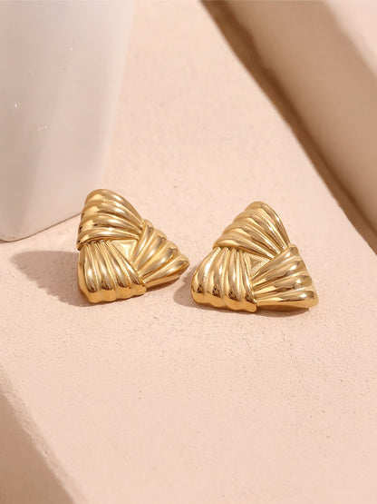 Stainless Steel Anti Tarnish Triangular Knot Stud Earrings