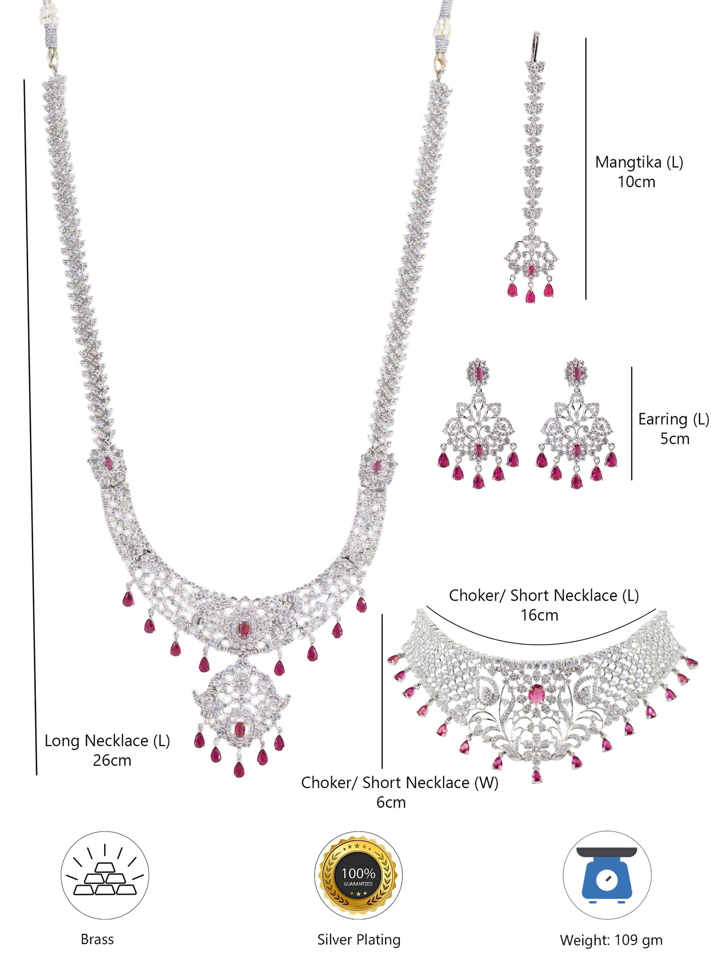 Silver Plated American Diamond Bridal Jewellery Set for Women