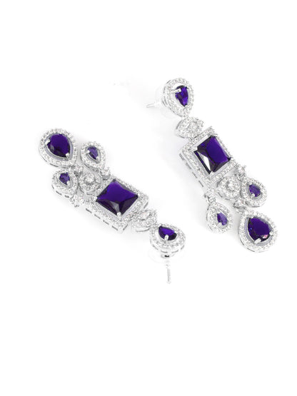 American Diamond Purple 2 Layer Designer Jewellery Set For Women And Girls