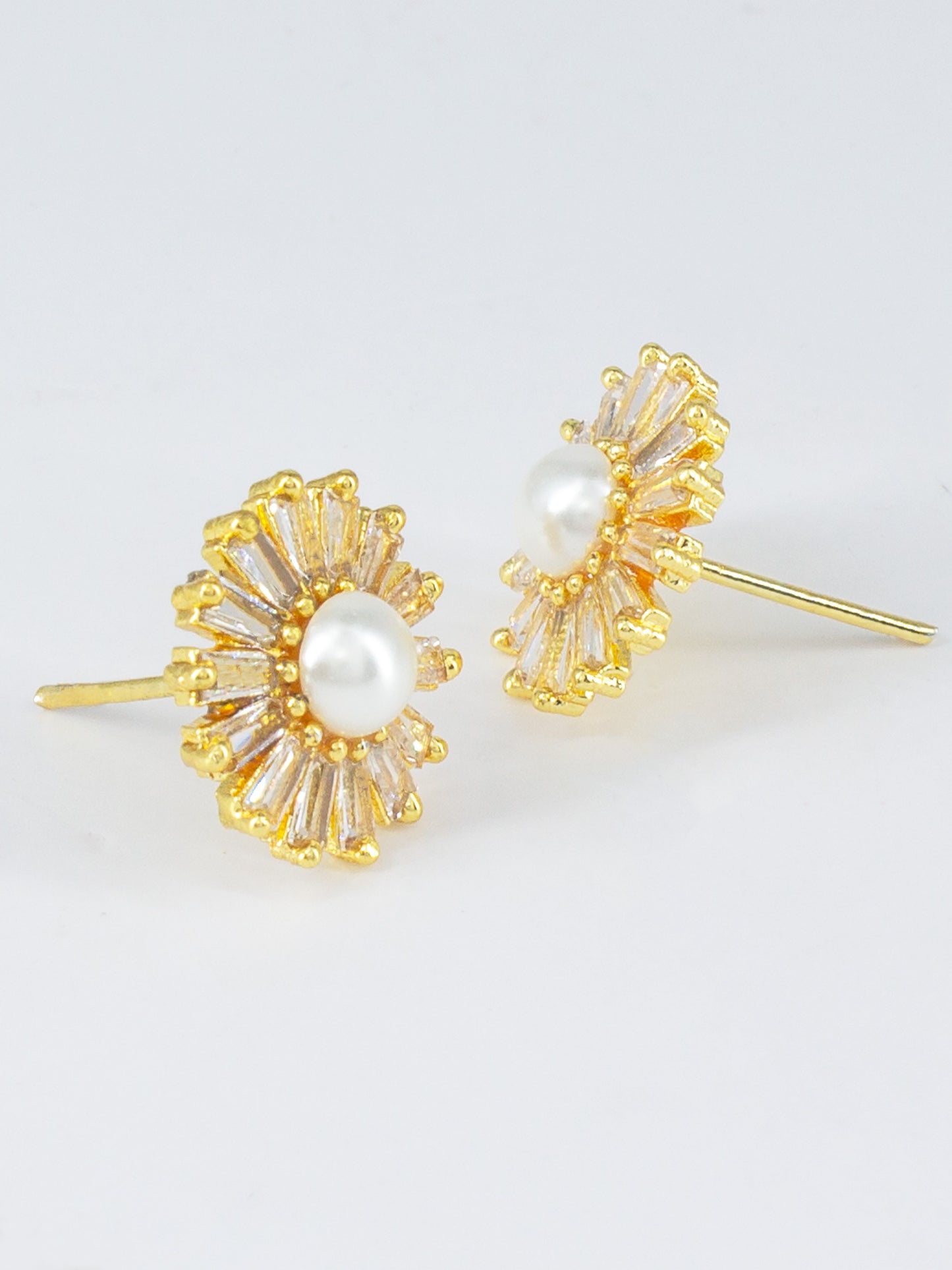 Gold Plated AD Minimal Stud Earrings for Women