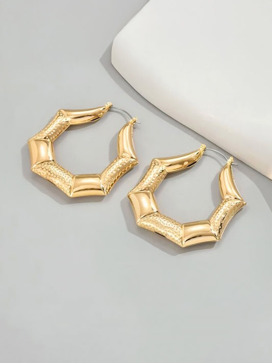 Stainless Steel Anti Tarnish Bamboo Hoop Earrings