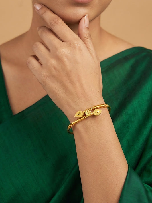 Gold Plated Adjustable Temple Bangle Bracelet for Women