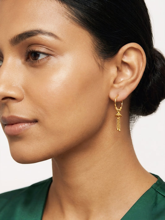 Gold Plated Classic Small Drop Hoop Earrings for Women