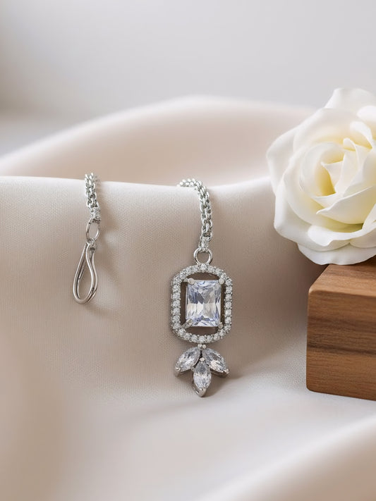 Rhodium Plated AD Maang Tikka for Women