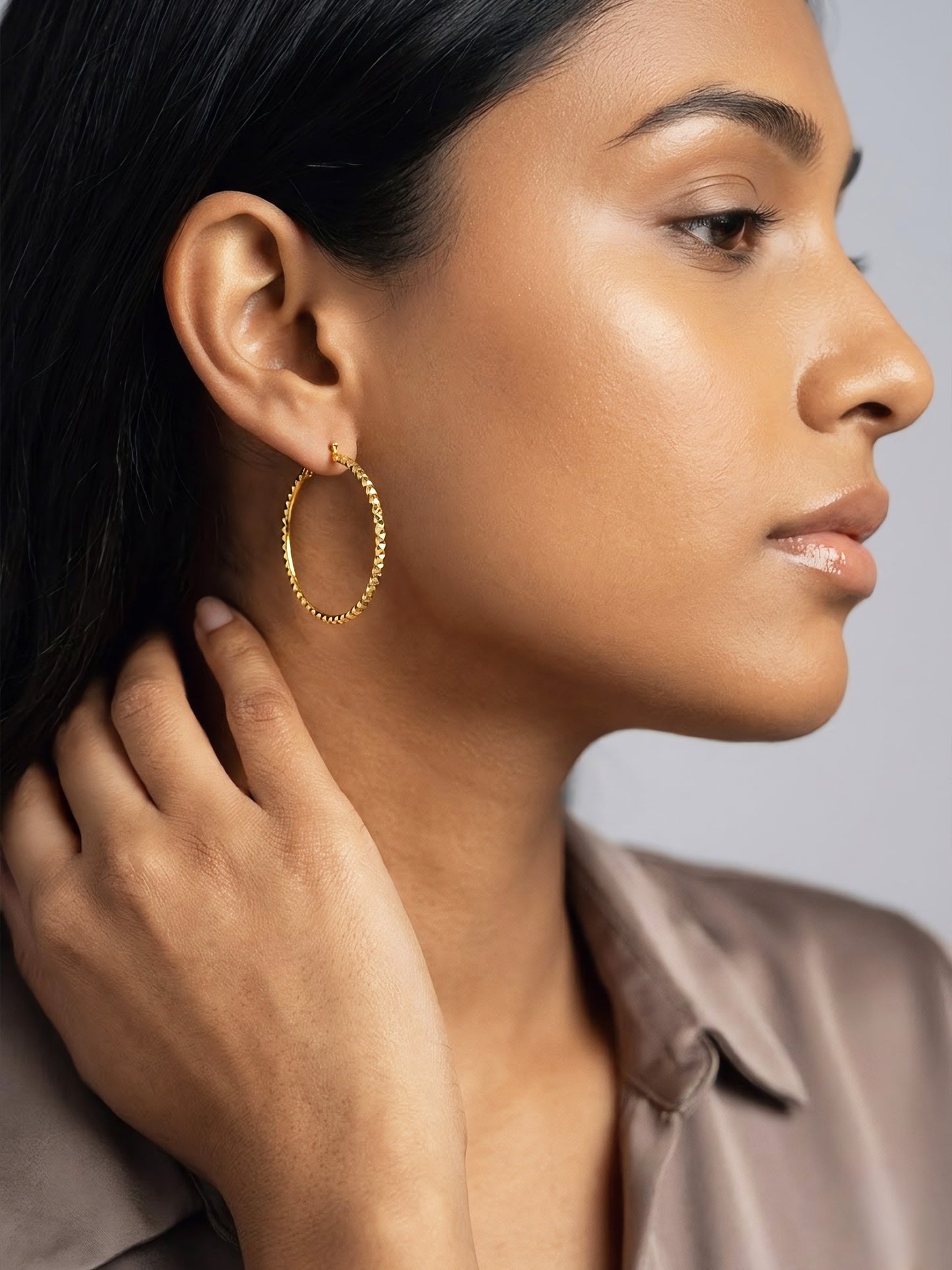 Gold Plated Classic Large Hoop Earrings for Women
