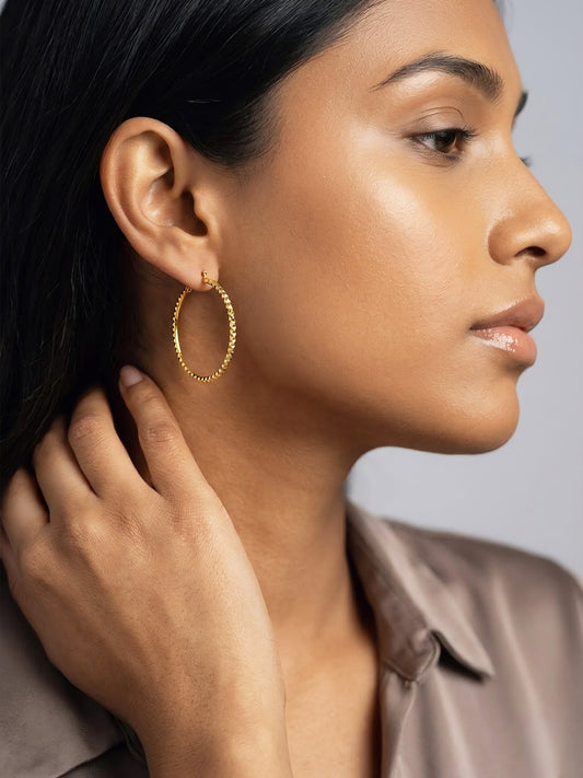 Gold Plated Classic Large Hoop Earrings for Women