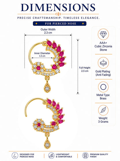 Gold Plated American Dimaond Drop Nose Ring