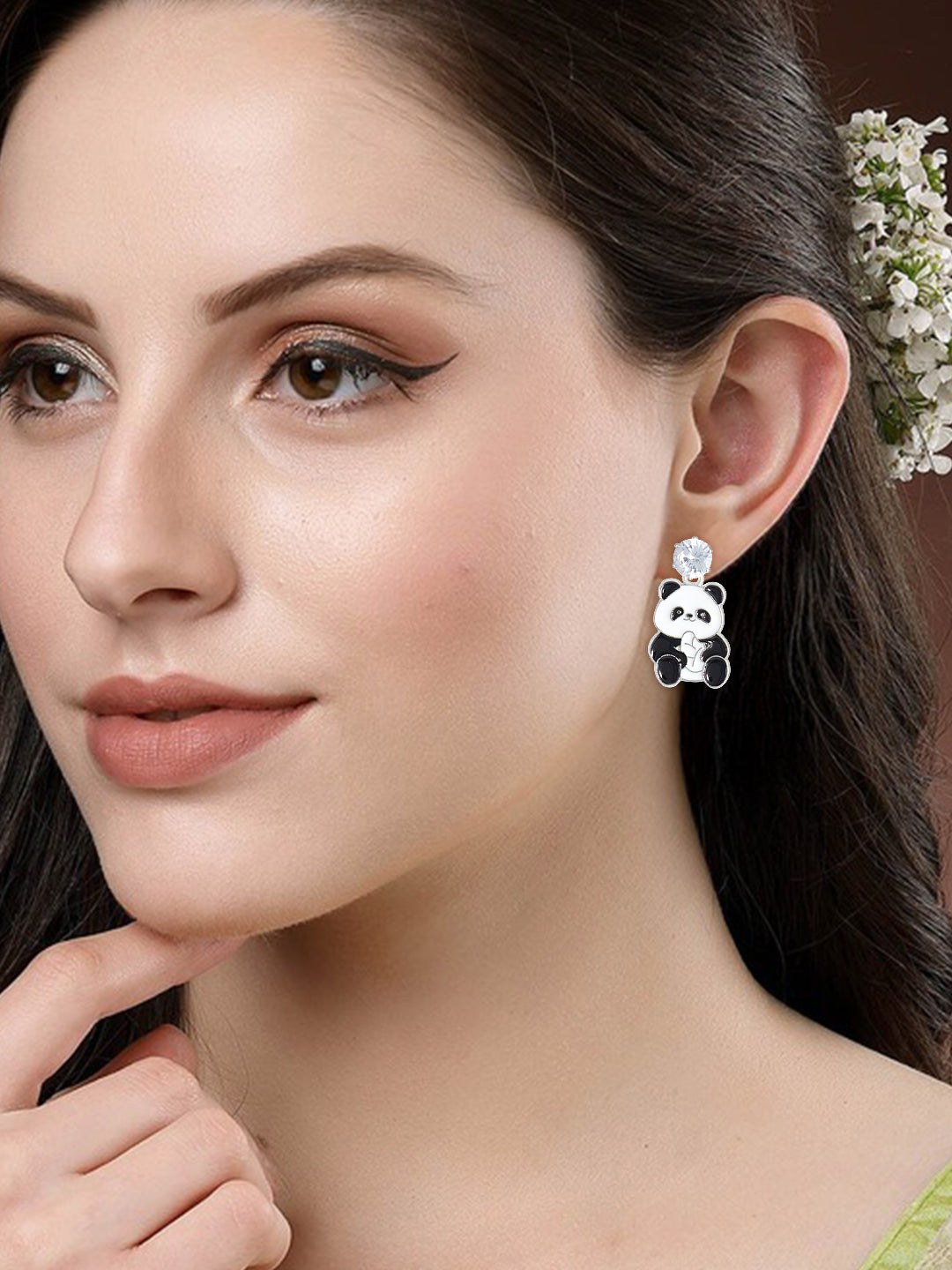PRIVIU Set Of 3 Cute Panda Earrings Set For Women And Girls