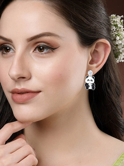 PRIVIU Set Of 3 Cute Panda Earrings Set For Women And Girls